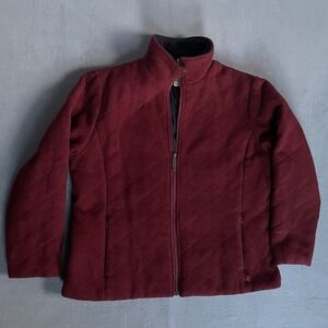 Woolrich Womens Sz L Ruby Red Full Zip Wool Jacket Ruby Heather